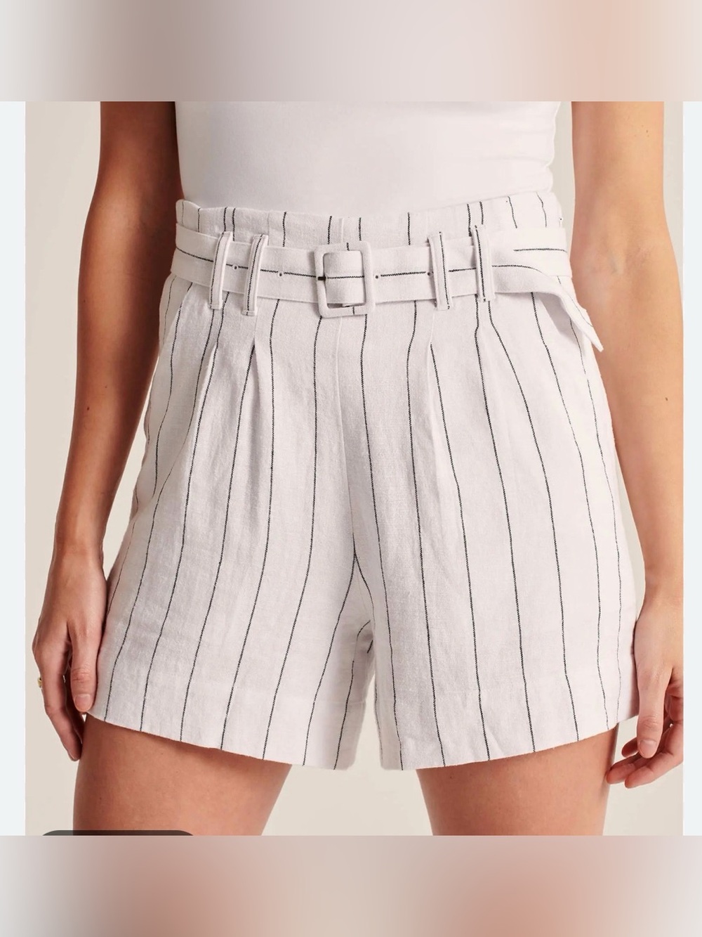 Abercrombie & Fitch Belted Linen Blend Shorts
